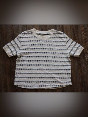 Madewell Womens White Casual Minimalist Textured Dot Stripe Short Sleeve Tee XS